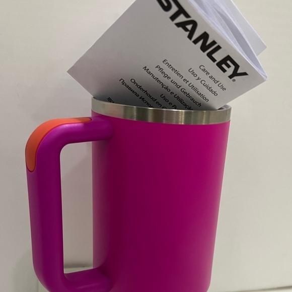 Stanley Vibrant Pink Tumbler with Orange Accent - Picture 12 of 13
